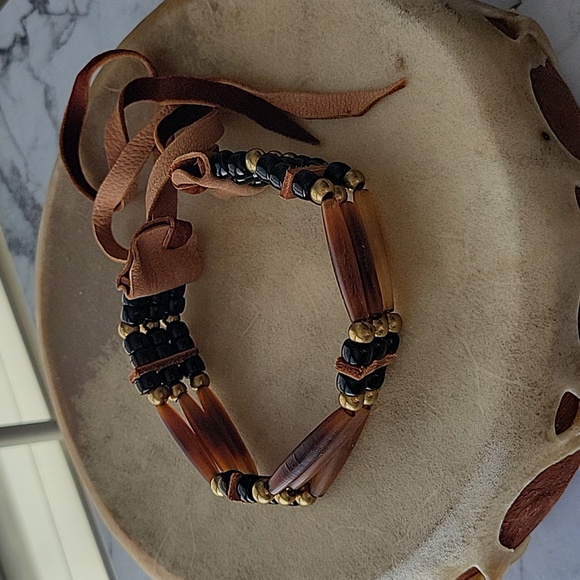 Hand Crafted 3 Stack Beaded Choker Necklace - Picture 3 of 9